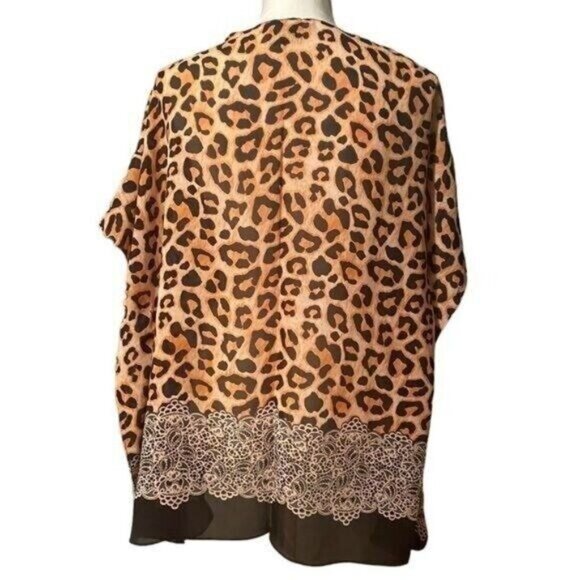Gold Coast Womens Cheetah Coverup Size Large Wrap Kimono Poncho‎ Bohemian… - Picture 4 of 7